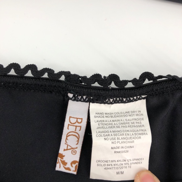 Becca by Rebecca Virtue Swim Two Piece Bikini Set Medium Black Crochet Strappy - Picture 4 of 13